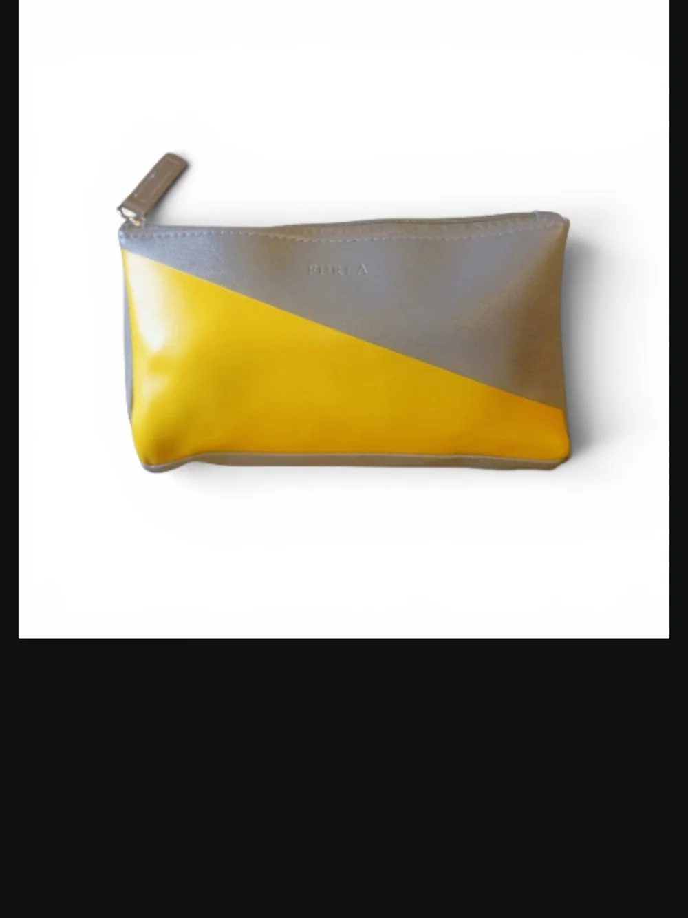 Furla Two-Tone Yellow & Gray Leather Zip Pouch